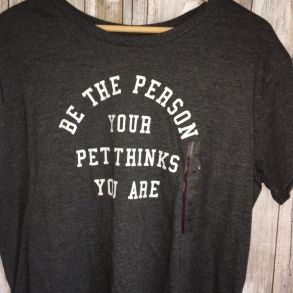 NWT Fifth Sun Be The Person Your Pet Thinks You Are Dark Grey Tee - Picture 2 of 5